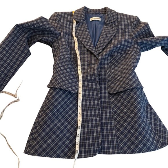 AUTHENTIC FLAWLESS Altuzarra Fenice blue gingham Seersucker Blazer Size 34 - Picture 4 of 16